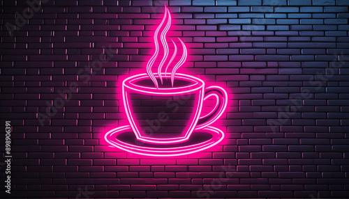 Neon sign of a cafe drawing photo