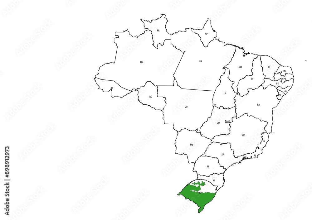 Fototapeta premium Pampa biome map in Brazil