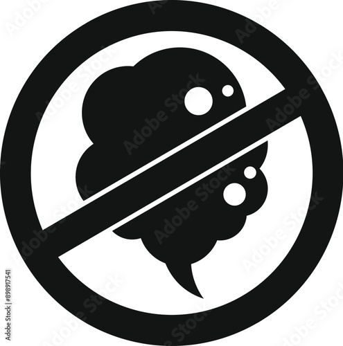 Black and white icon of a stop sign crossing out a stinky thought bubble, representing the importance of mental health awareness
