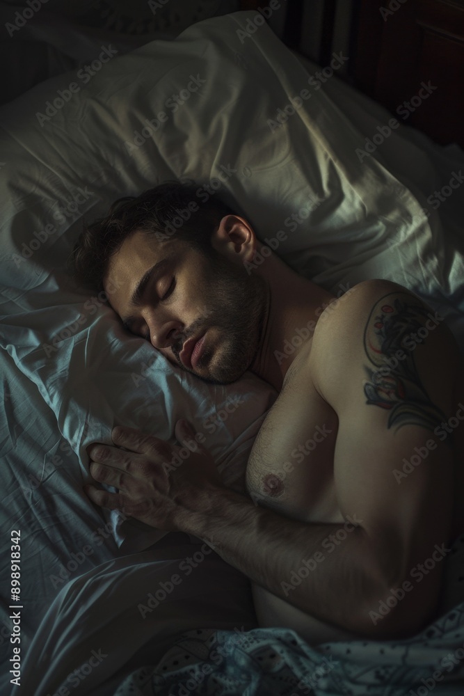 man dozing off in bed Generative AI man dozing off in bed Generative AI
