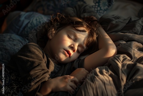 A child who is asleep in bed Generative AI