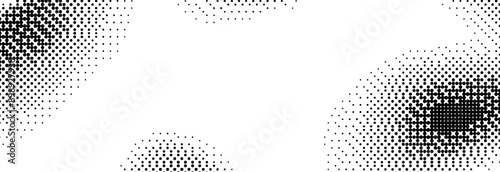 Pixelated bitmap wavy gradient texture. 8 bit video game screen wallpaper. Retro glitch pixel art backdrop. Black dither wave background. Abstract curve dithering border overlay. Vector