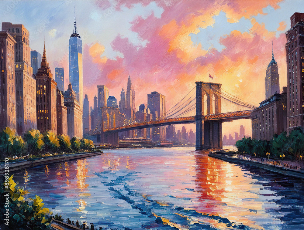 Obraz premium city skyline at sunset