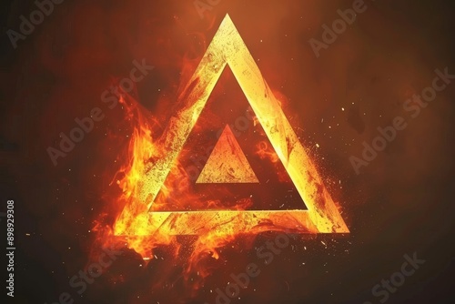 Fiery triangle symbol representing strength power and energy in a bold and dramatic setting