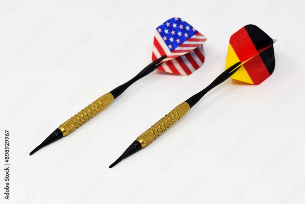 Dart, Darts, Arrow, usa and germany on a white background Dart, Darts, Arrow, usa and germany on a white background