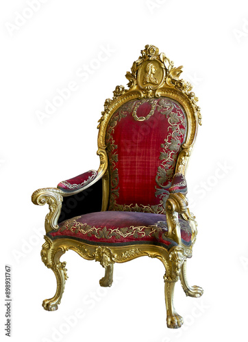 Throne, Ruler chair antique golden armchair