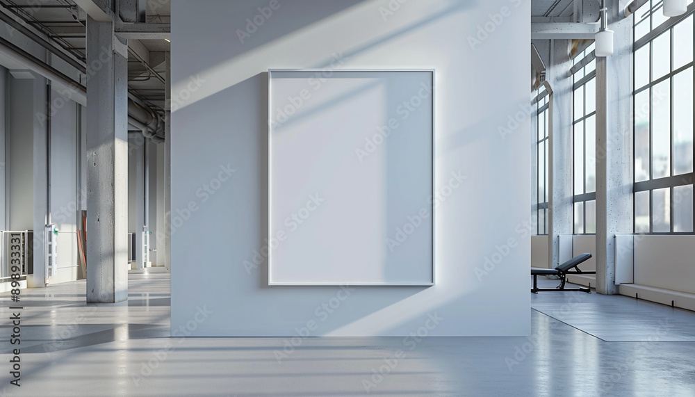Fototapeta premium Contemporary home gym artistic wall decor with empty frame