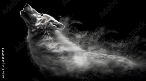 Ghostly Smoke Wolf on Black Background