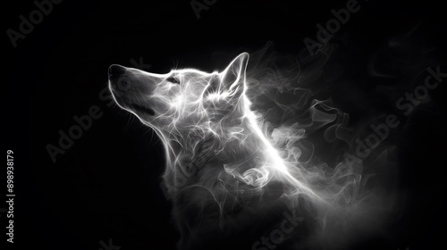 Ghostly Smoke Wolf on Black Background