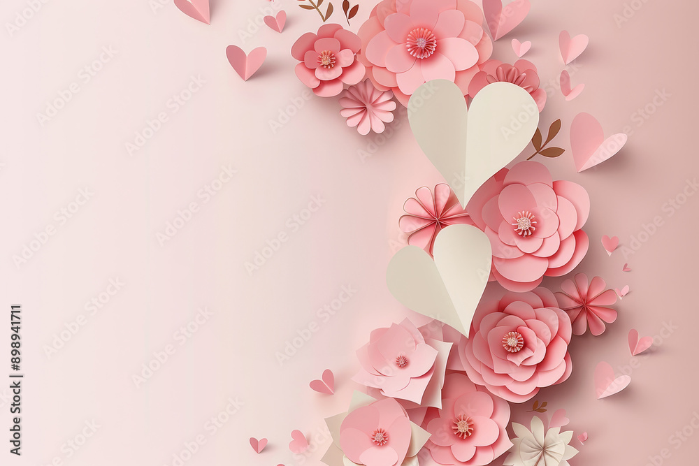 Elegant Mother's Day Greeting Card with Paper Hearts and Vector Designs Elegant Mother's Day Greeting Card with Paper Hearts and Vector Designs