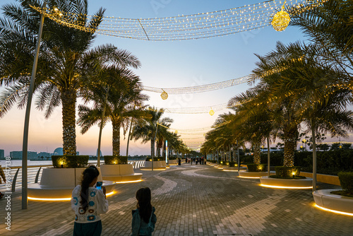 A view of Yas Bay Waterfront tourists and local hunging out