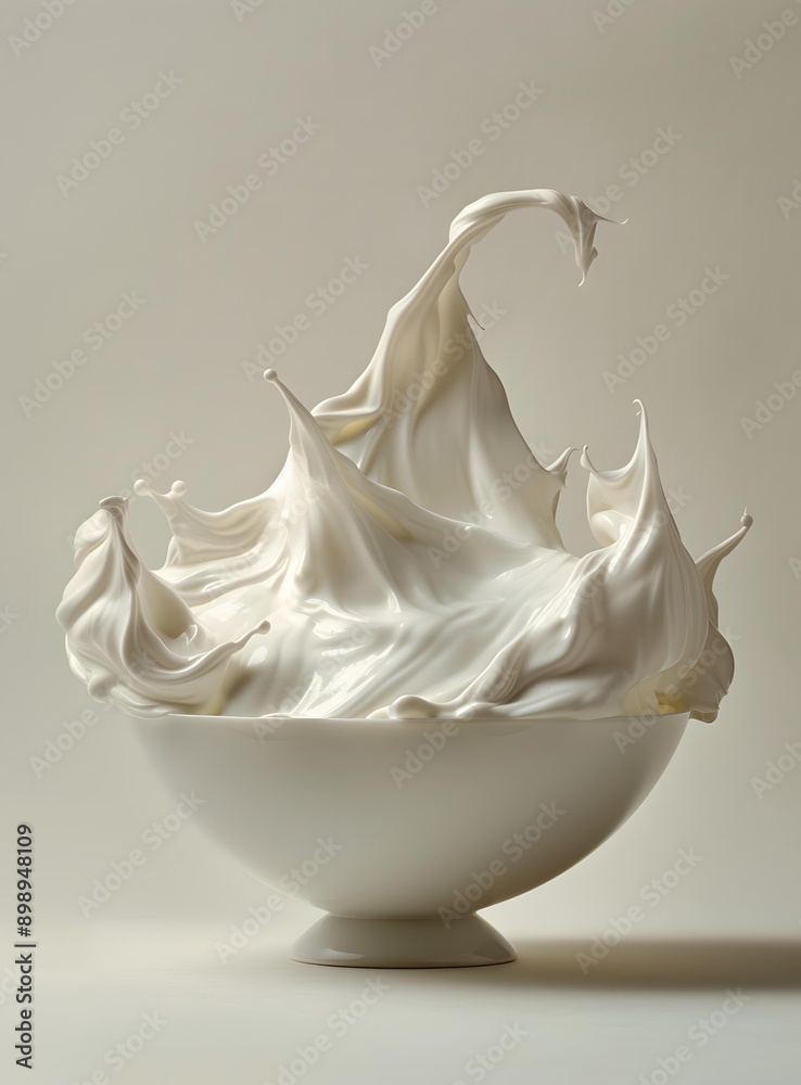 White meringue cream in a white bowl