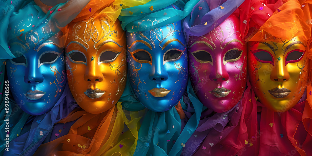 Obraz premium Máscaras coloridas utilizadas em cerimônias tradicionais