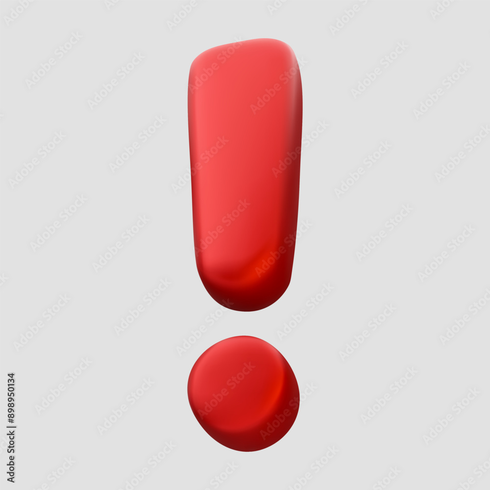 3D red exclamation mark icon. Isolated vector realistic illustration 3D red exclamation mark icon. Isolated vector realistic illustration
