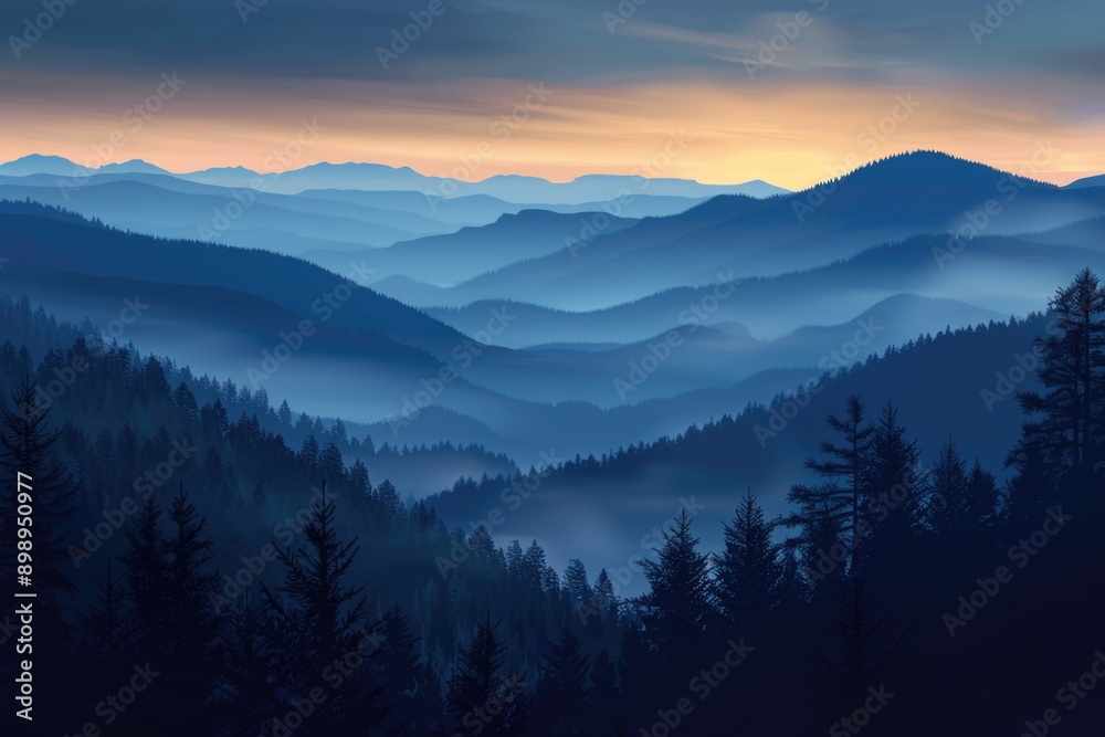 A breathtaking view of a mountain range at sunset with vibrant colors and shadows A breathtaking view of a mountain range at sunset with vibrant colors and shadows
