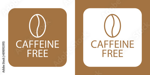 coffeine free icon Flat set in black and white color outline vector