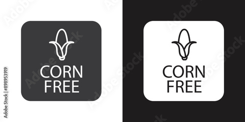 corn free icon Flat set in black and white color outline vector