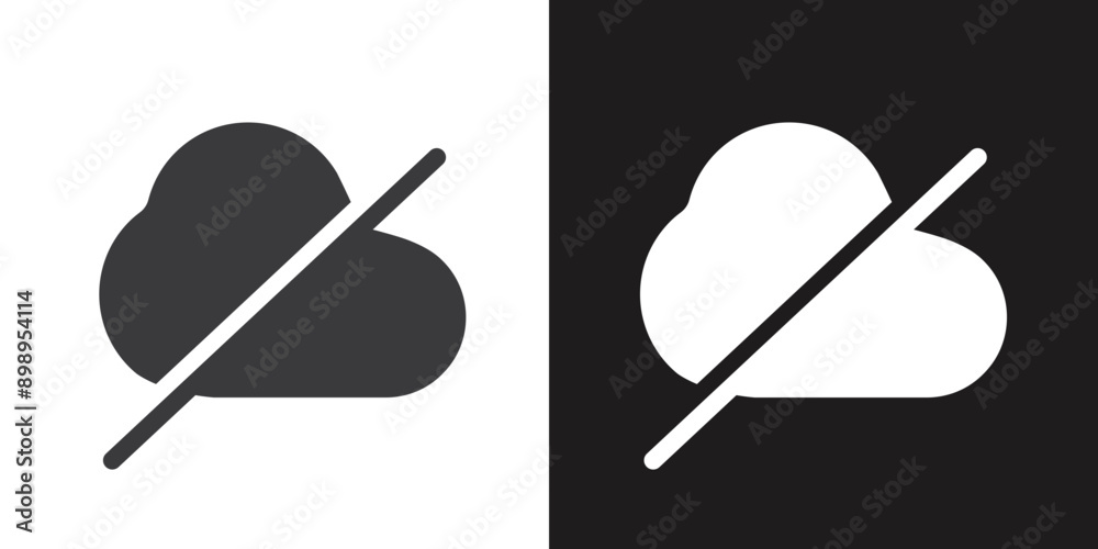 offline icon Flat set in black and white color outline vector