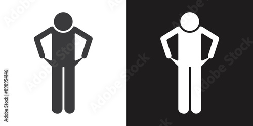 poor person empty pockets icon Flat set in black and white color outline vector