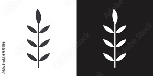 Rye icon Flat set in black and white color outline vector