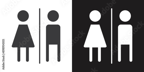 wc toilet door plate icon Flat set in black and white color outline vector