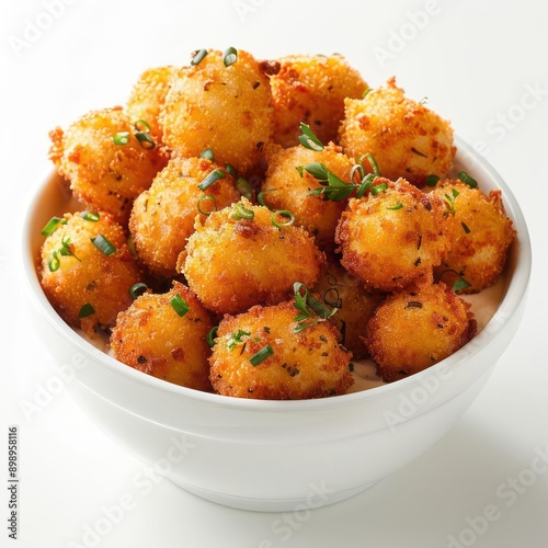 a bowl of fried tater tots with chives photo