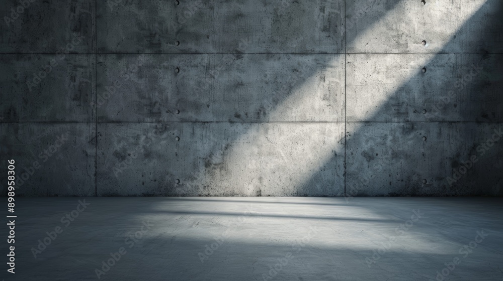 Fototapeta premium A large empty room with a wall of concrete