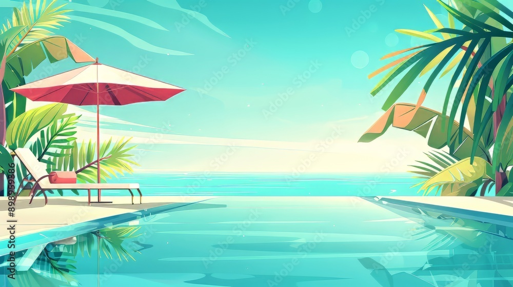 Naklejka premium Summer background with pool illustrations for banners, cards, flyers.Summer concept