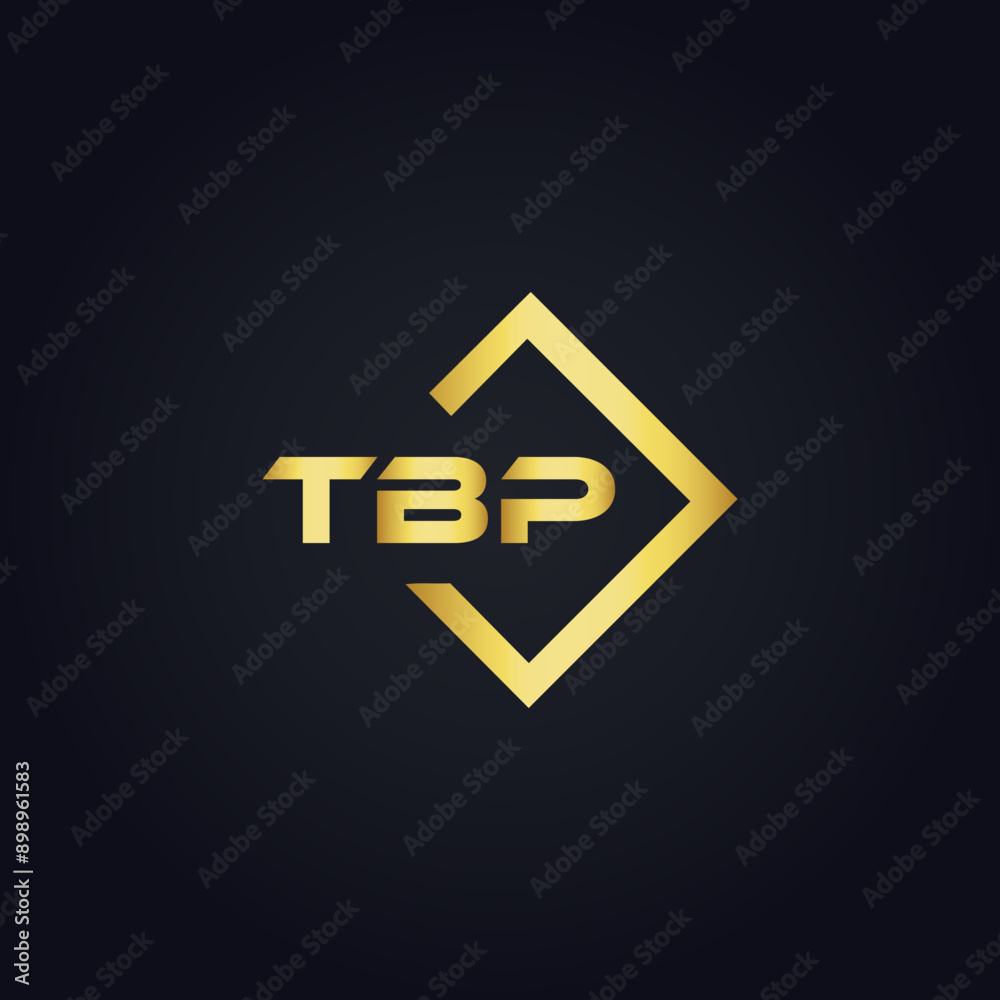 Fototapeta premium TBP logo. T B P design. White TBP letter. TBP, T B P letter logo design. T B P letter logo design in GOLD, GOLDEN LOGO, THREE, style. letter logo set in one artboard. T B P letter logo vector design.