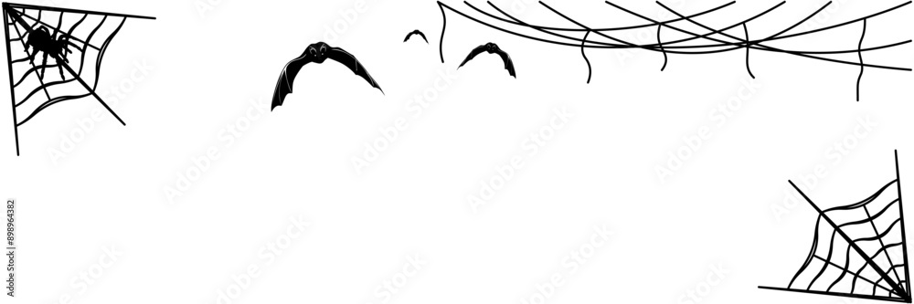 halloween spooky illustration with spider web 