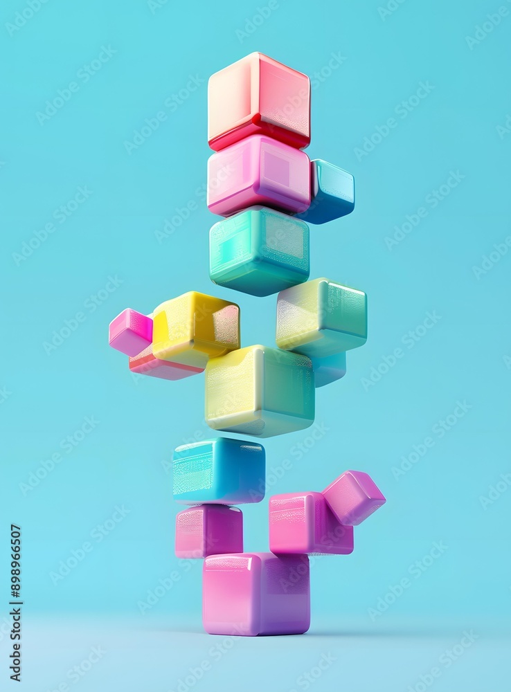 Abstract Colorful Cubes 3D Rendering Abstract Colorful Cubes 3D Rendering