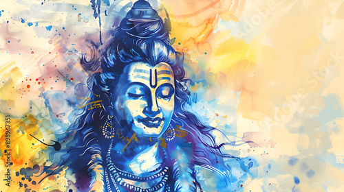 Watercolor illustration of sawan shivratri photo