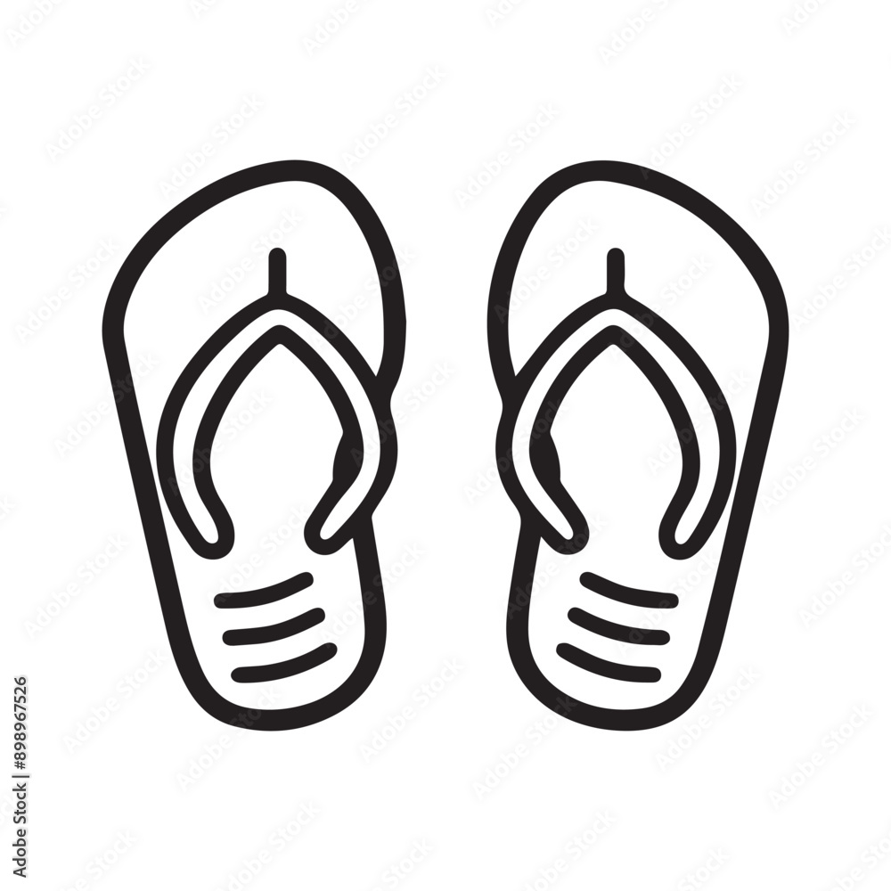 Flip Flops black outline icon lifestyle nature sun foot sea fashion design. Flip Flops black outline icon lifestyle nature sun foot sea fashion design.