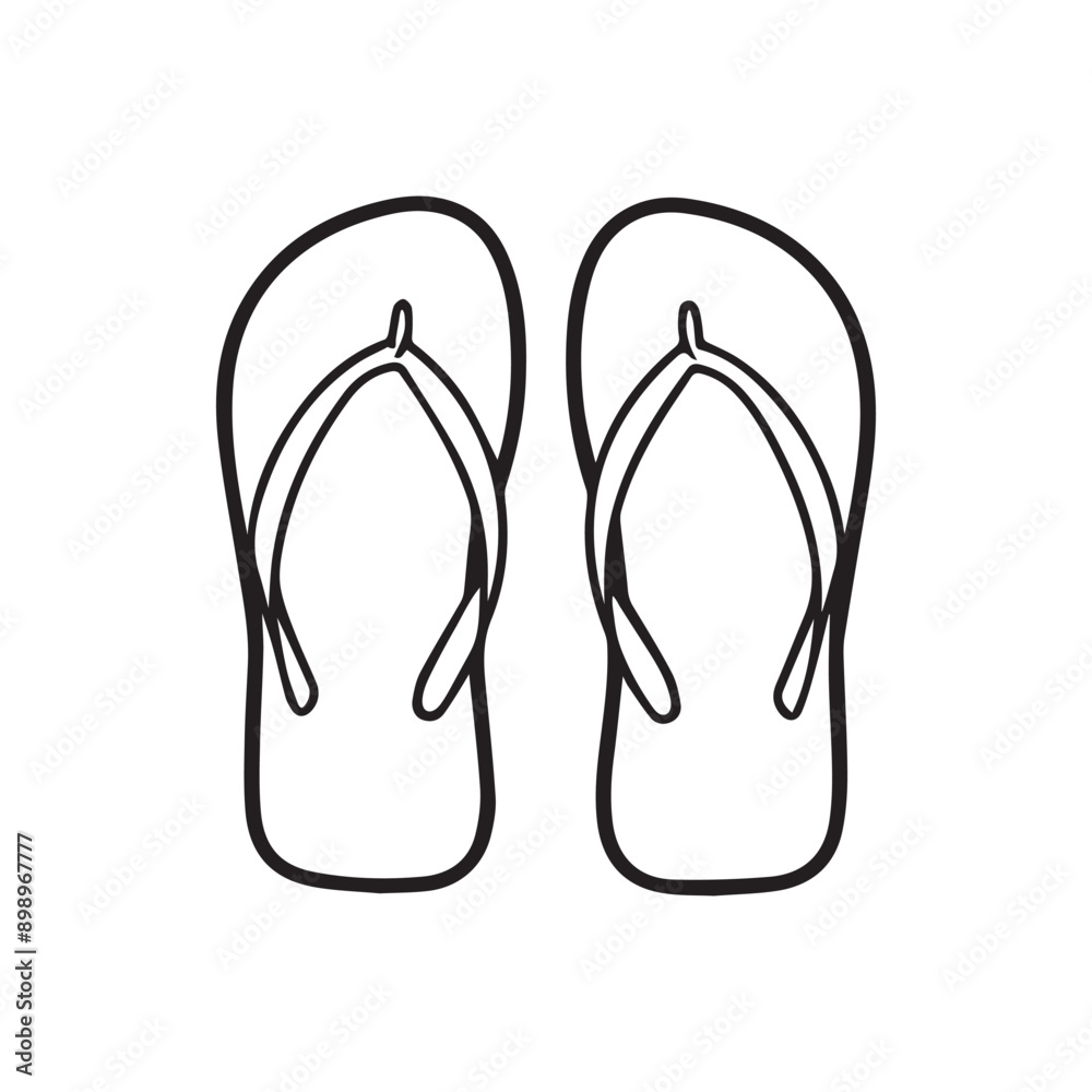 Flip Flops black outline icon lifestyle nature sun foot sea fashion design. Flip Flops black outline icon lifestyle nature sun foot sea fashion design.