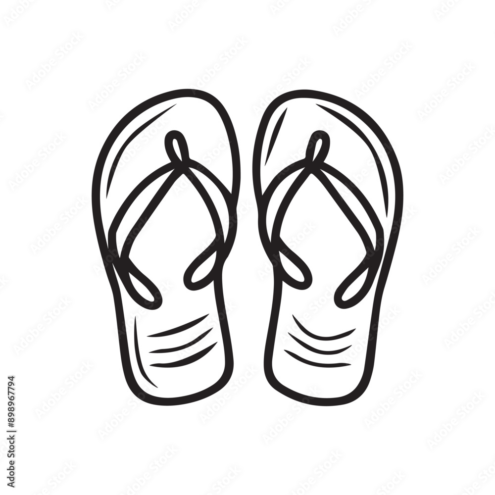 Flip Flops black outline icon lifestyle nature sun foot sea fashion design. Flip Flops black outline icon lifestyle nature sun foot sea fashion design.