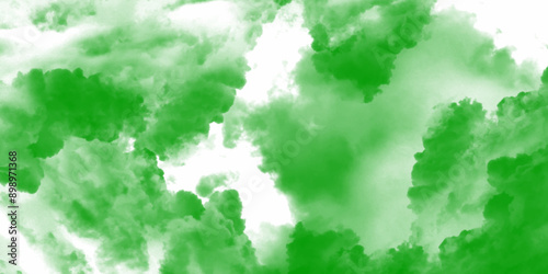 Green smoke texture on white background. Green watercolor background for textures backgrounds and web banners design. White, green background of smoke vapes mist or smog. 