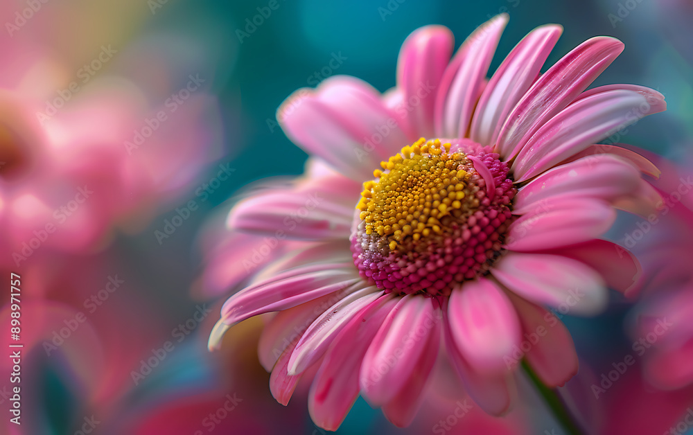 Close up of pink gerbera flower with dew drops on petals Close up of pink gerbera flower with dew drops on petals
