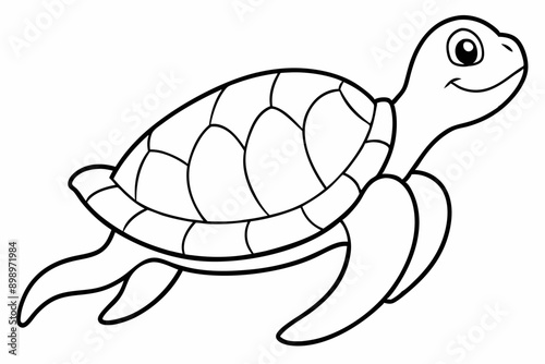 Funny Sea Turtle Vector Illustration, Cartoons, Clipart, and Line Art Design, Funny sea turtle vector, cartoon, clipart, and line art design on white background.