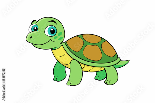 Funny Sea Turtle Vector Illustration, Cartoons, Clipart, and Line Art Design, Funny sea turtle vector, cartoon, clipart, and line art design on white background.