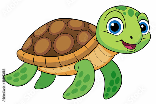 Funny Sea Turtle Vector Illustration, Cartoons, Clipart, and Line Art Design, Funny sea turtle vector, cartoon, clipart, and line art design on white background.