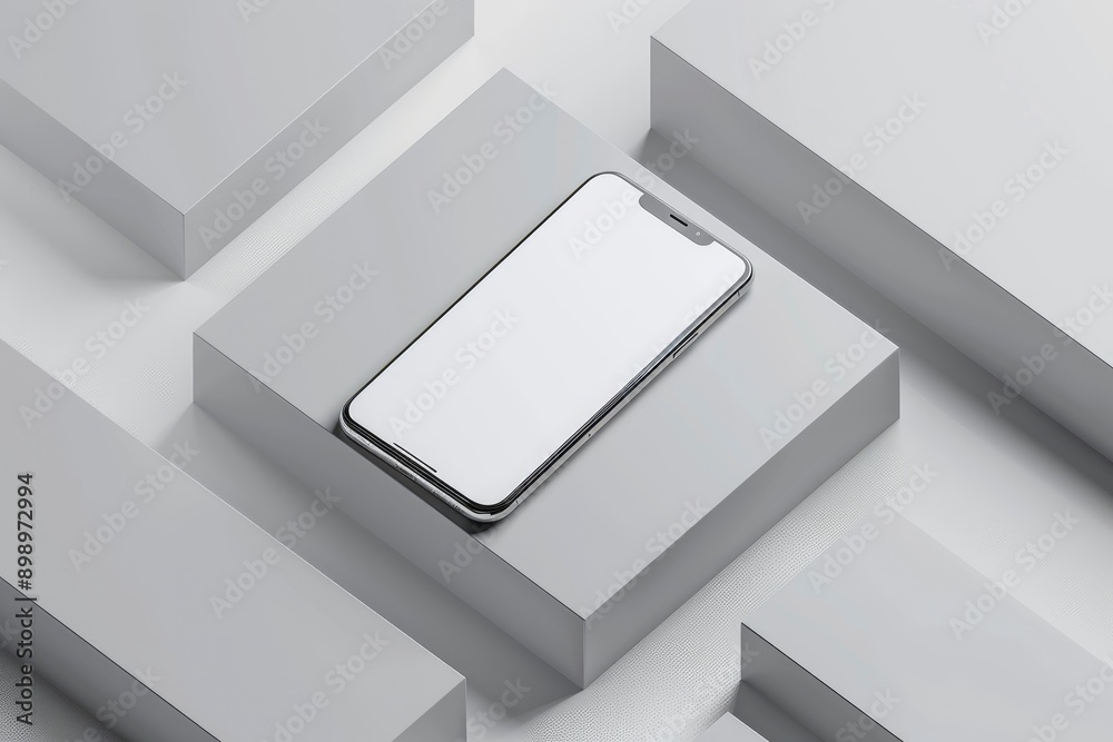 PHONE WHITE GRAY WITH BACKGROUND WHITE, 3d rendering - generative ai PHONE WHITE GRAY WITH BACKGROUND WHITE, 3d rendering - generative ai