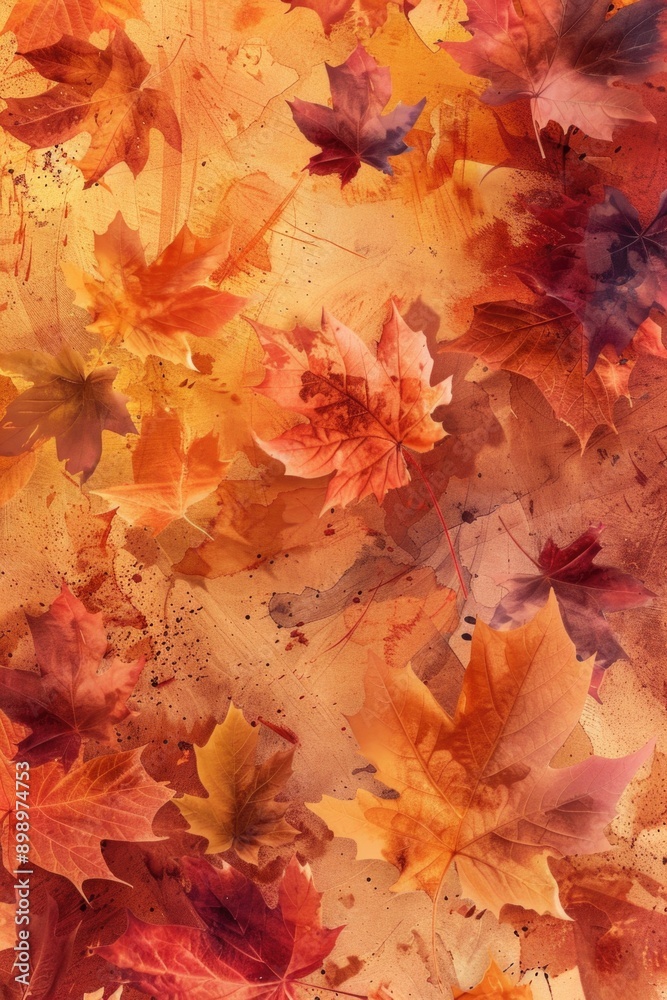 Obraz premium Leaves arranged on a wall as a decorative piece