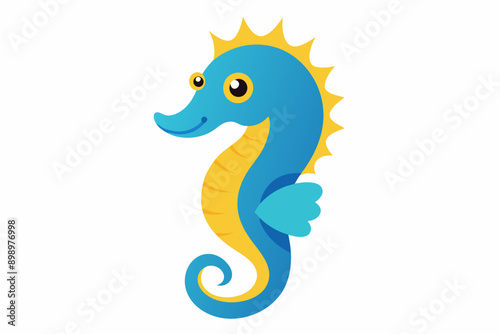 Funny Seahorse Vector Illustration on White Background Cartoons, Clipart, Line Art Design, Funny seahorse vector art on white background, ideal for cartoons, clipart, and line art designs