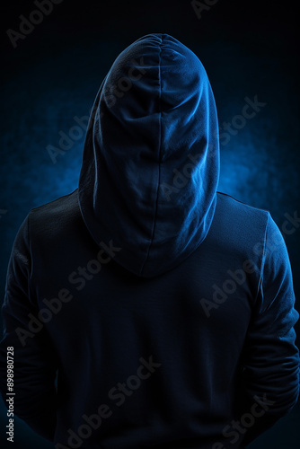 Young Male Model Wearing Deep Blue Hoodie