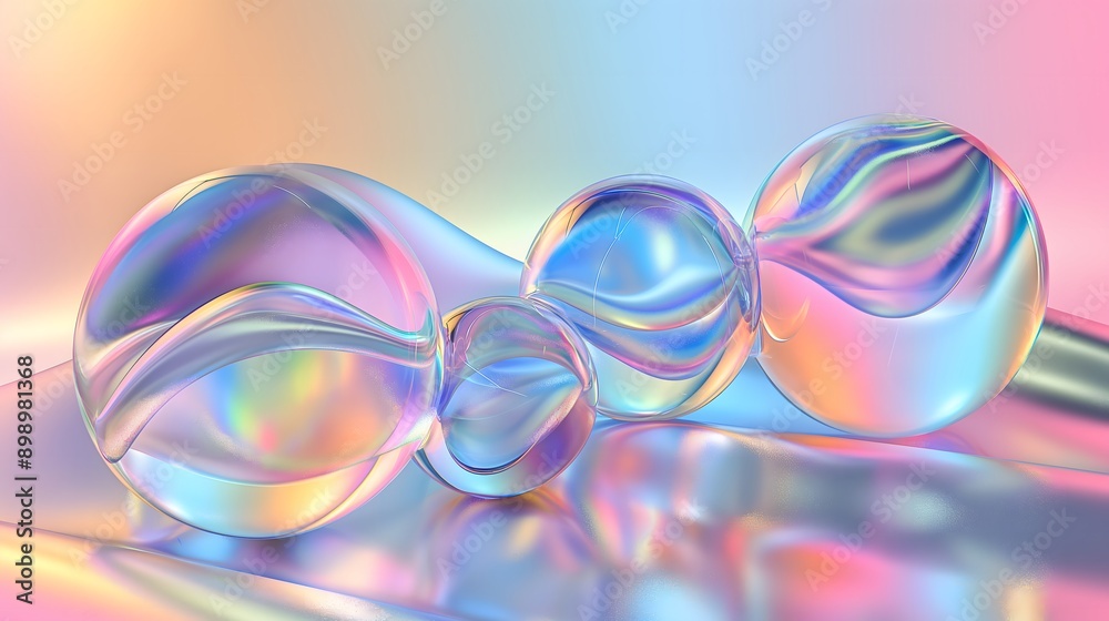 23. **Produce a 3D image of a transparent glass formation with high-gloss reflections, set in front of a colorful, random gradient backdrop 23. **Produce a 3D image of a transparent glass formation with high-gloss reflections, set in front of a colorful, random gradient backdrop