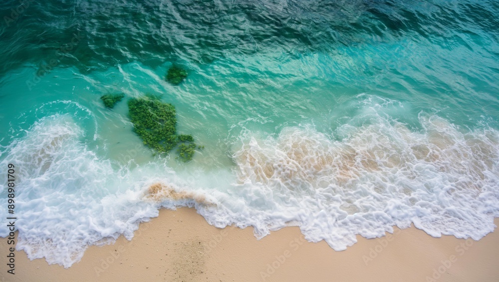 A beautiful beach with turquoise water and gentle waves A beautiful beach with turquoise water and gentle waves