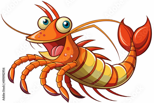 Funny Shrimp Vector Illustration Cartoon, Clipart, and Line Art Design on White Background, Cute and funny shrimp vector illustration in cartoon, clipart, and line art styles on white background.