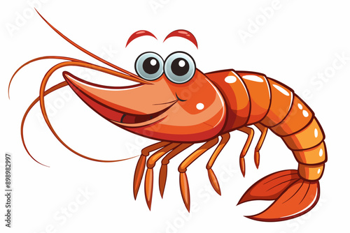 Funny Shrimp Vector Illustration Cartoon, Clipart, and Line Art Design on White Background, Cute and funny shrimp vector illustration in cartoon, clipart, and line art styles on white background.