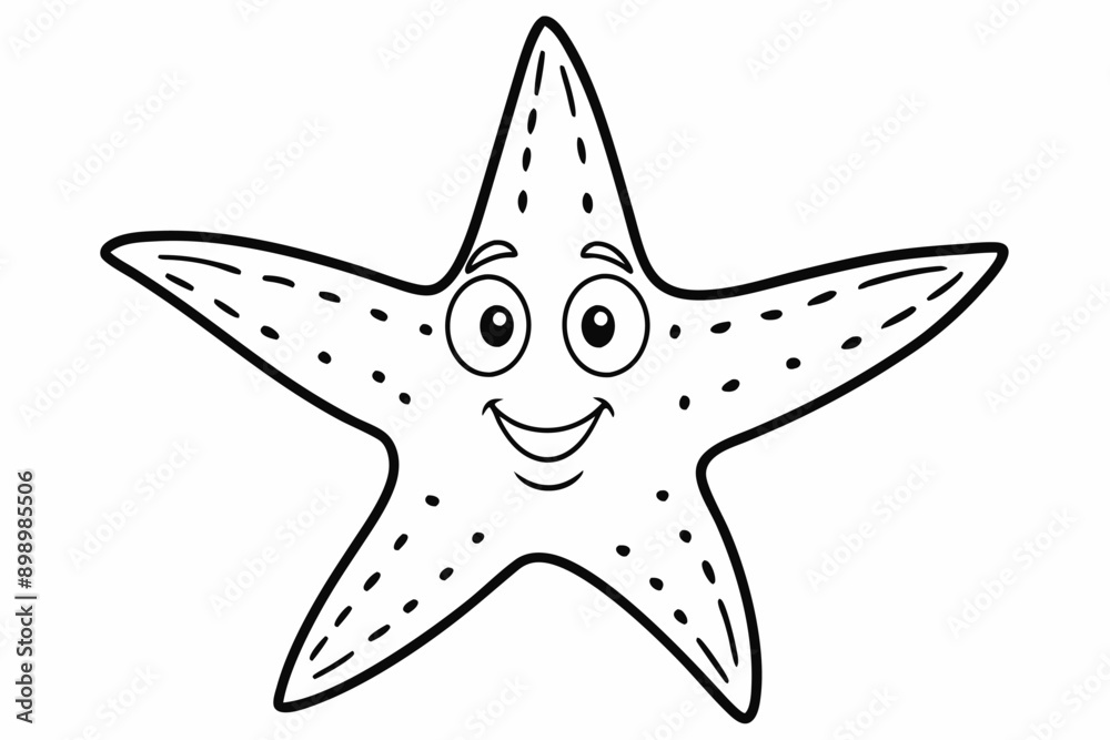 Funny Starfish Vector Illustration with White Background, Funny starfish vector illustration with white background, perfect for cartoons, clipart, and line art