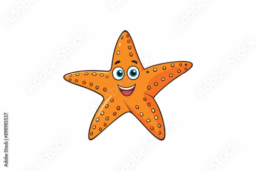 Funny Starfish Vector Illustration with White Background, Funny starfish vector illustration with white background, perfect for cartoons, clipart, and line art